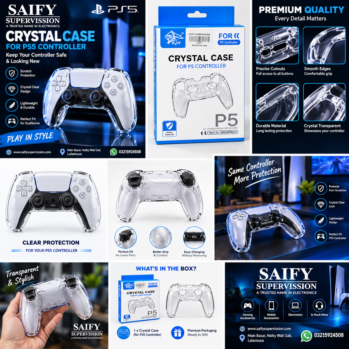 Crystal Clear Hard Case for PS5 Controller KJH