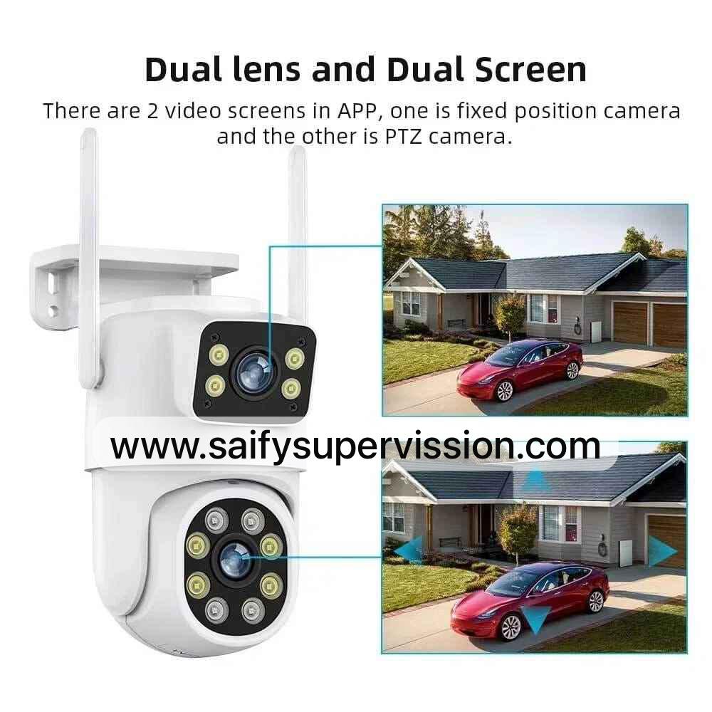 WiFi IP White New Camera Dual Lens 2.8mm -12mm 8X Zoom 4K Outdoor AI Human Tracking CCTV Audio Home Security Surveillance Camera