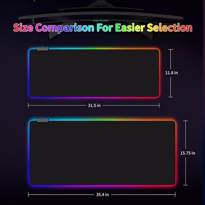 Rs-07 RGB XL Size Mouse Pad Soft Cloth Non-Slip Rubber Base With 14 Spectrum Mode For Pro Gamers PC Laptop Setup