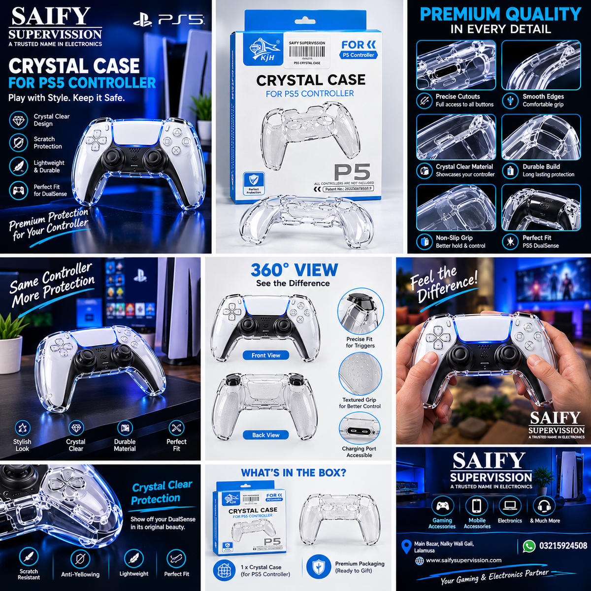 Crystal Clear Hard Case for PS5 Controller KJH