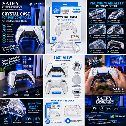 Crystal Clear Hard Case for PS5 Controller KJH