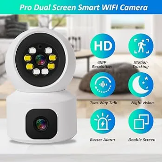 Tepu Dual Lens 360 Wifi Camera  Pro Smart Home 4MP Auto Tracking Wireless WIFI IP Camera