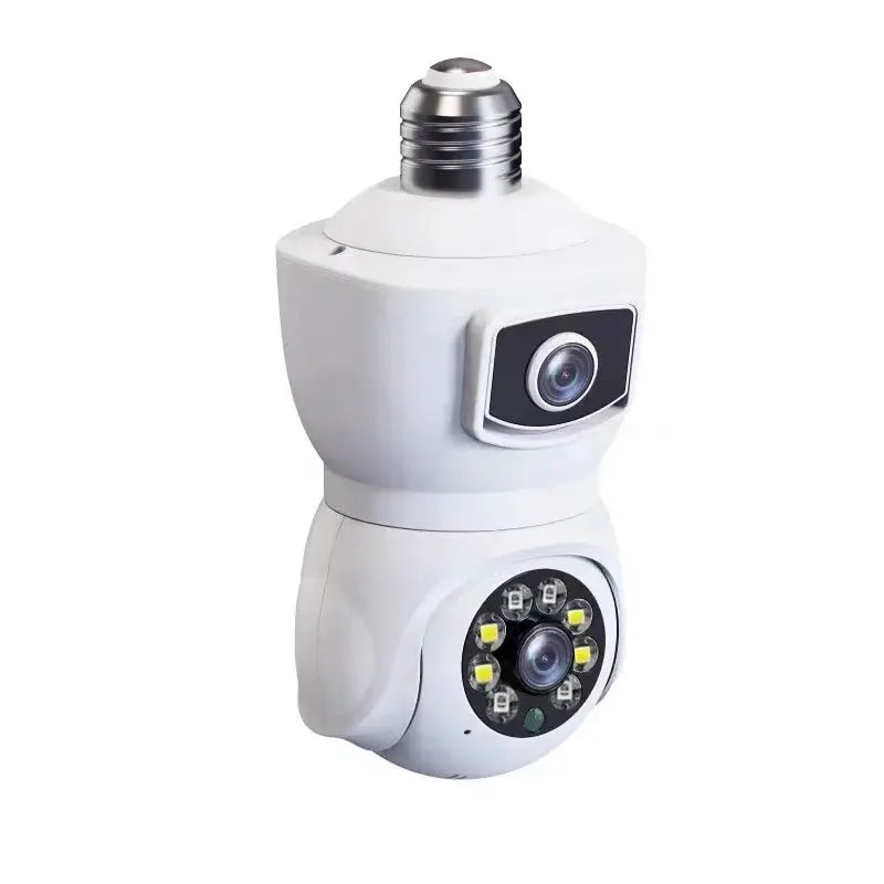 Yellow Dual Lens Adjustable 360 Wifi Camera 360 Degree PTZ Security Surveillance Dual Lens HD 265 Video Compression SD Card Storage