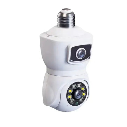 Yellow Dual Lens Adjustable 360 Wifi Camera 360 Degree PTZ Security Surveillance Dual Lens HD 265 Video Compression SD Card Storage