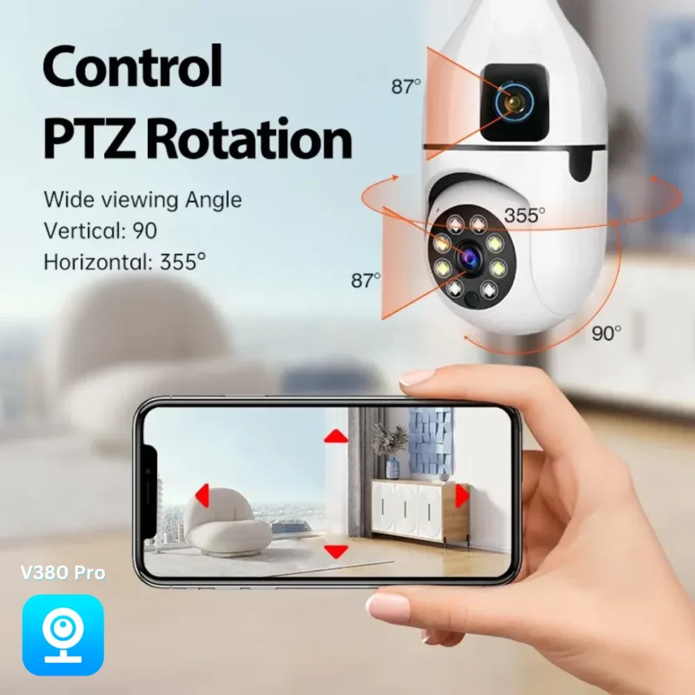 1080P E27 Bulb WIFI Camera Security Dual Lens Indoor Surveillance Remote Wireless Two-way Audio Cameras Night Vision IP camera