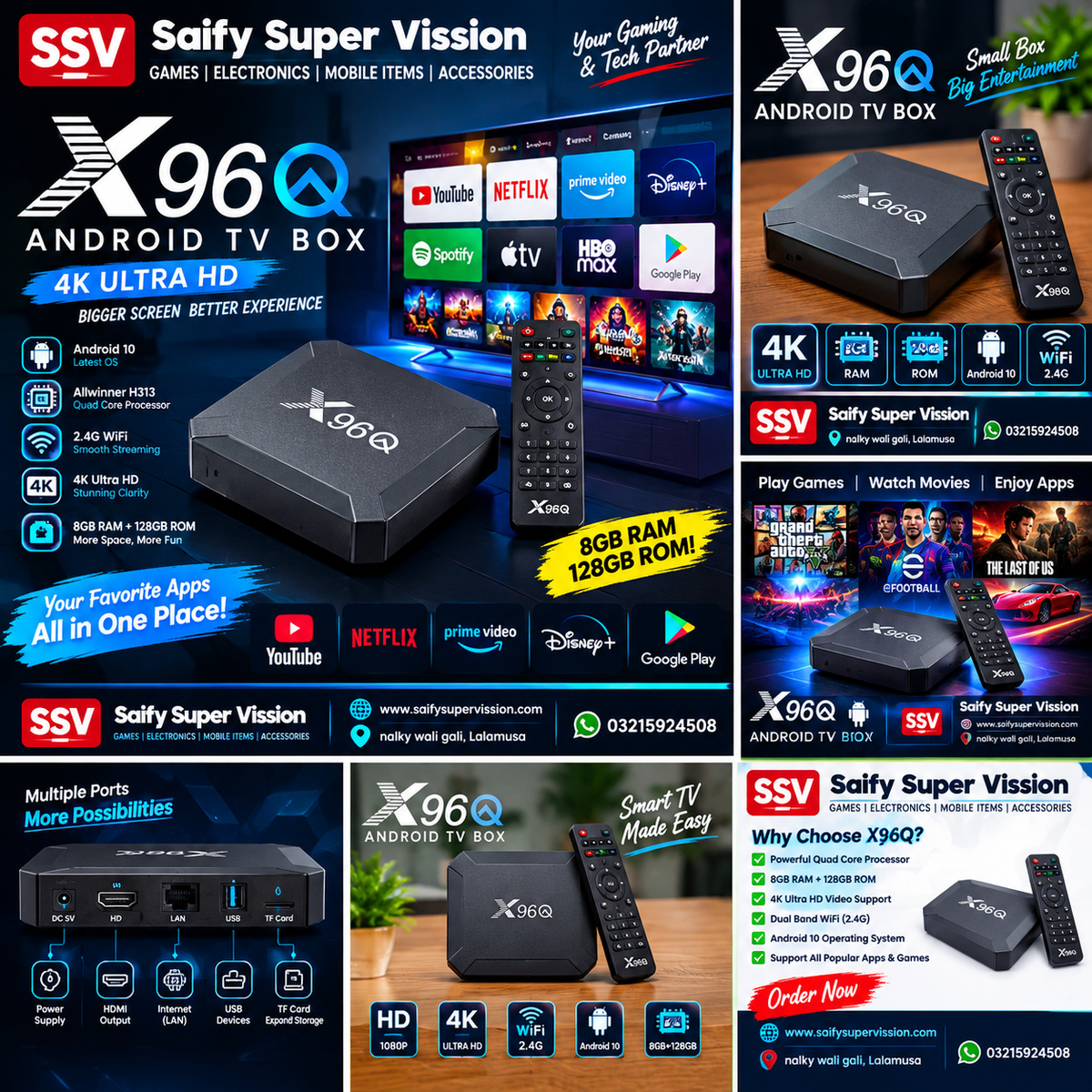 X96 Blue Android Box 8/128 Shown