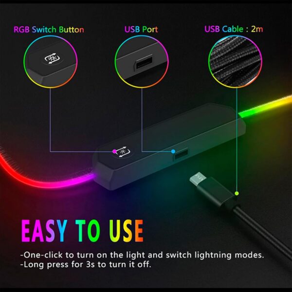 Rs-07 RGB XL Size Mouse Pad Soft Cloth Non-Slip Rubber Base With 14 Spectrum Mode For Pro Gamers PC Laptop Setup - Image 3